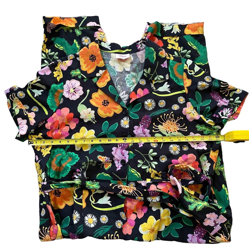 Linen floral jumpsuit OBUS AU size 20 - Colorful fun short sleeve jumpsuit - Picture 4 of 8